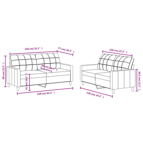 2-delige Loungeset met kussens stof donkergrijs 6