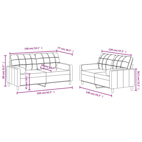 2-delige Loungeset met kussens stof lichtgrijs 8