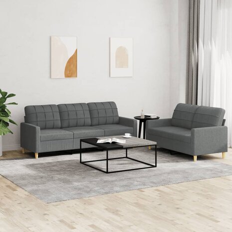 2-delige Loungeset met kussens stof donkergrijs 1