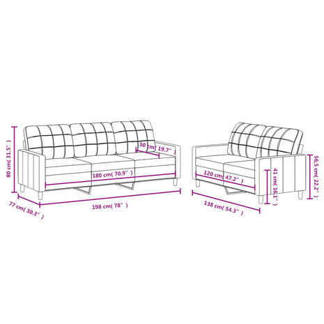 2-delige loungeset met kussens stof zwart 6