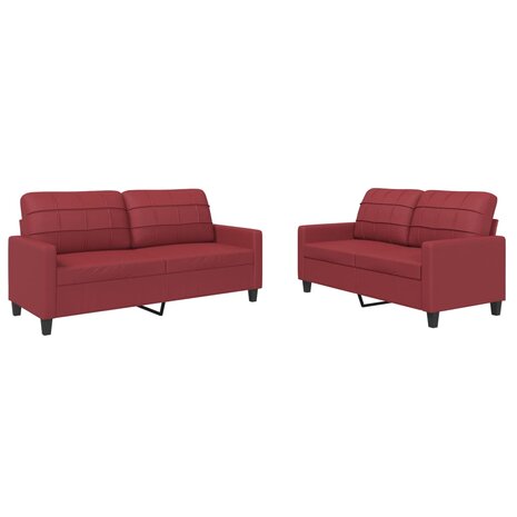 2-delige Loungeset met kussens kunstleer wijnrood 2