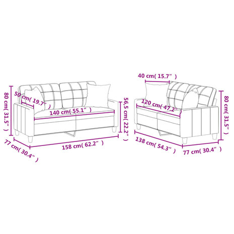 2-delige Loungeset met kussens kunstleer grijs 9
