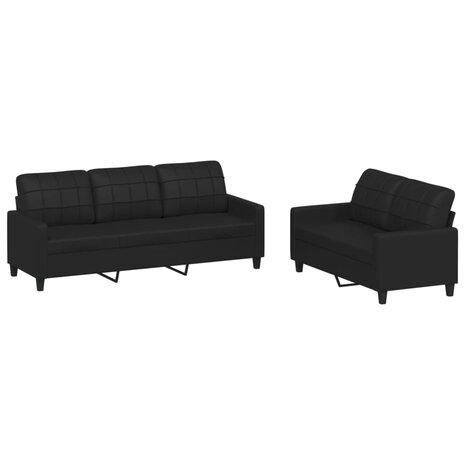 2-delige Loungeset met kussens kunstleer zwart 2