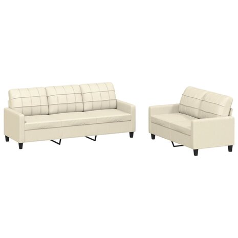 2-delige Loungeset met kussens kunstleer cr&egrave;me 2