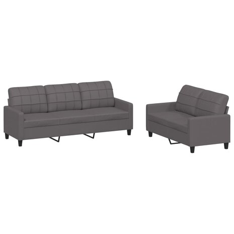 2-delige Loungeset met kussens kunstleer grijs 2