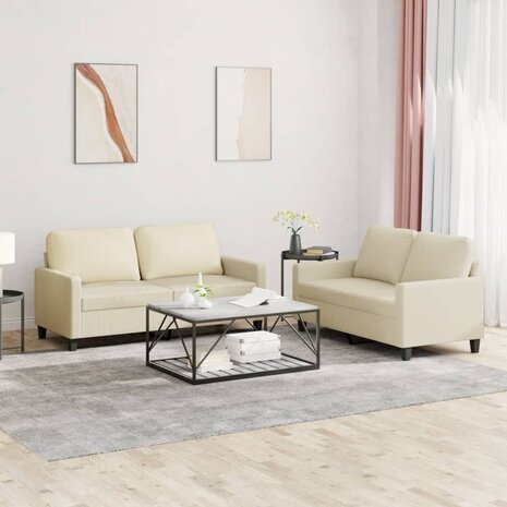 2-delige Loungeset met kussens kunstleer cr&egrave;me 1