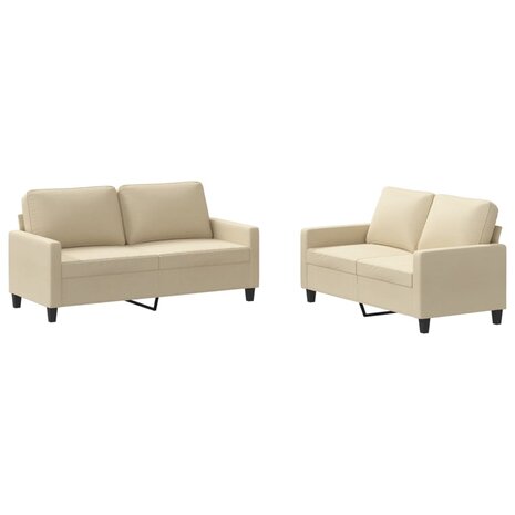 2-delige Loungeset met kussens stof cr&egrave;mekleurig 2