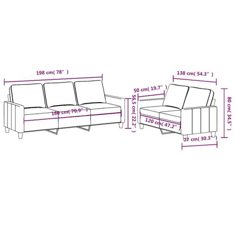 2-delige Loungeset met kussens stof lichtgeel 6