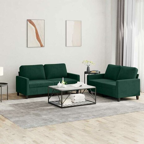 2-delige Loungeset met kussens fluweel donkergroen 1