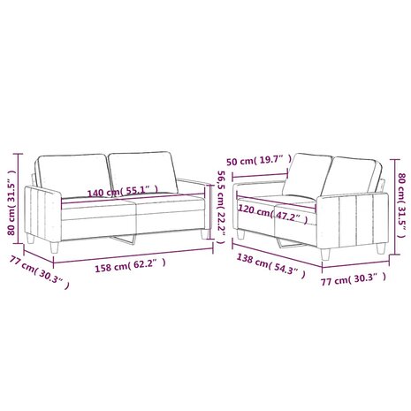 2-delige Loungeset met kussens fluweel zwart 6