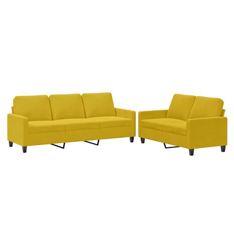 2-delige Loungeset met kussens fluweel geel 2
