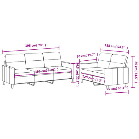 2-delige Loungeset met kussens stof wijnrood 6