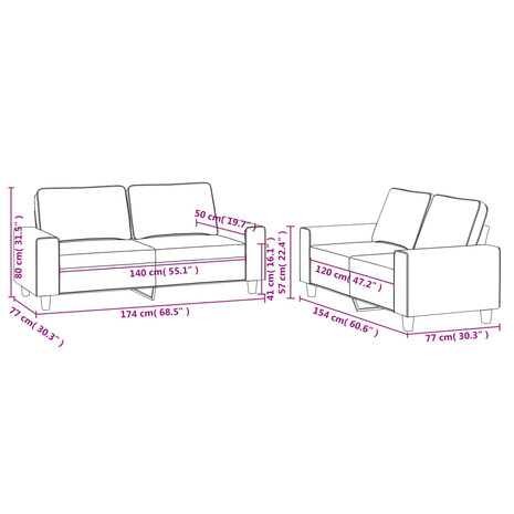 2-delige Loungeset stof lichtgeel 7