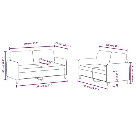 2-delige Loungeset fluweel donkergrijs 7