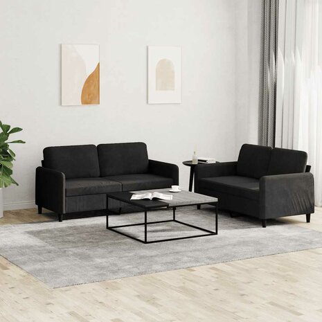 2-delige Loungeset fluweel zwart 1