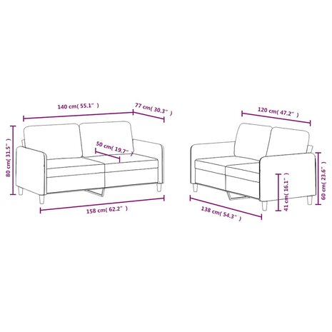 2-delige Loungeset fluweel geel 7