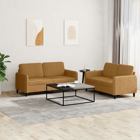 2-delige Loungeset fluweel bruin 1