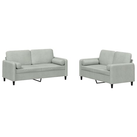 2-delige Loungeset met kussens fluweel lichtgrijs 2