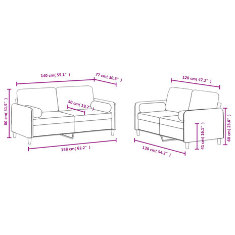 2-delige Loungeset met kussens fluweel lichtgrijs 8