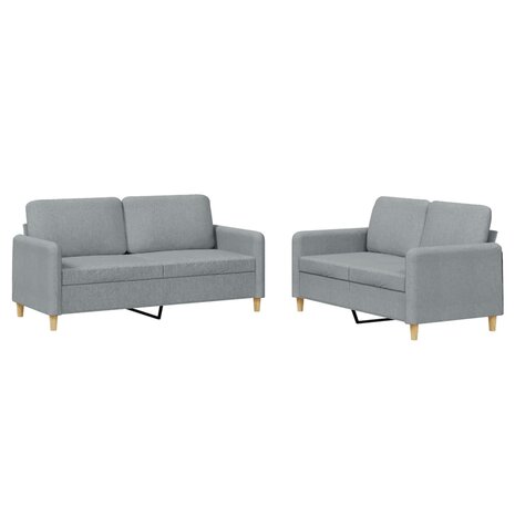 2-delige Loungeset met kussens stof lichtgrijs 2