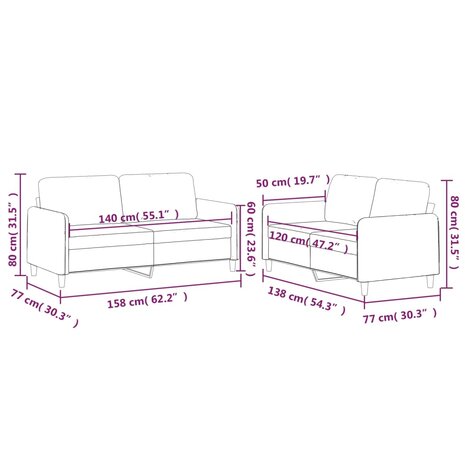 2-delige Loungeset met kussens stof lichtgrijs 7