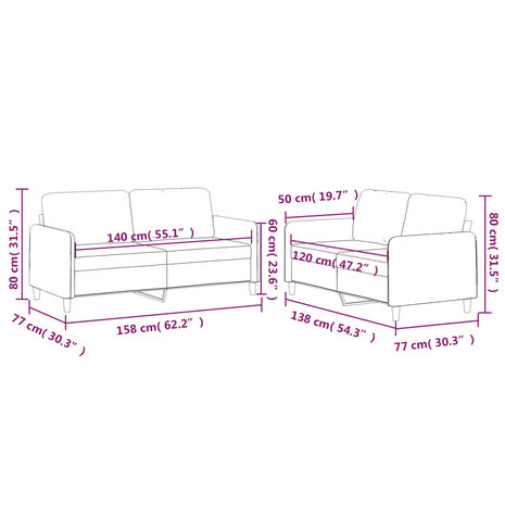 2-delige Loungeset met kussens stof donkergrijs 7