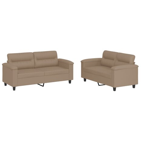 2-delige Loungeset met kussens kunstleer cappuccino 2