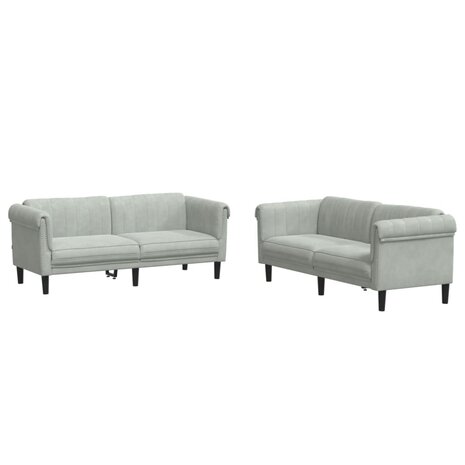 2-delige Loungeset fluweel lichtgrijs 2