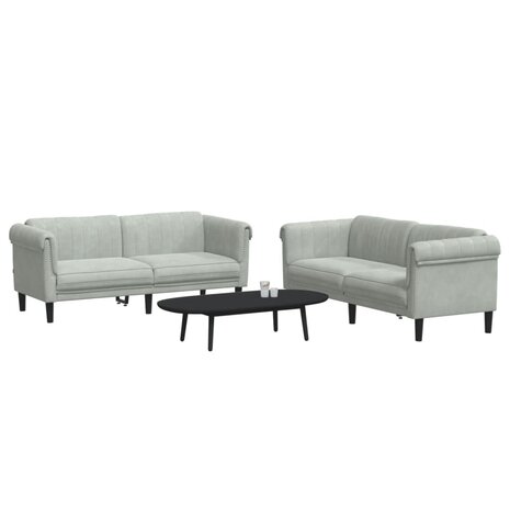 2-delige Loungeset fluweel lichtgrijs 3
