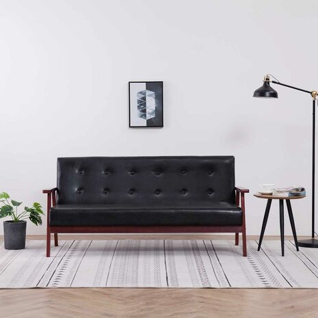 Driezitsbank kunstleer zwart 1