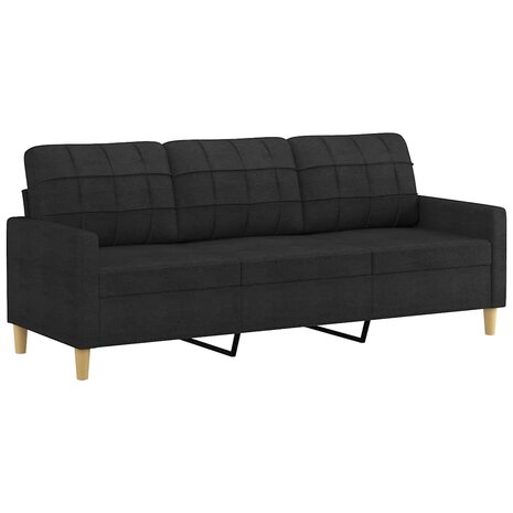 Driezitsbank met sierkussens 180 cm stof zwart 4