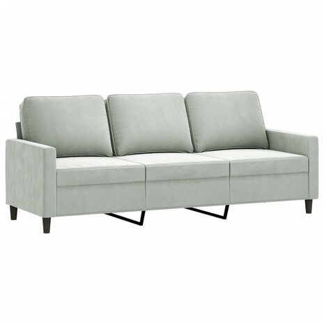 Driezitsbank 180 cm fluweel lichtgrijs 2