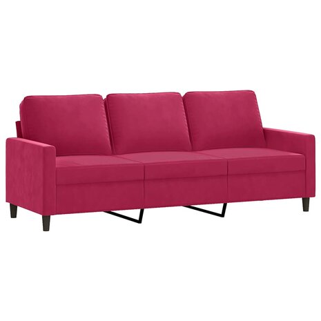 Driezitsbank 180 cm fluweel wijnrood 2