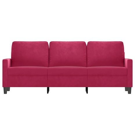 Driezitsbank 180 cm fluweel wijnrood 3