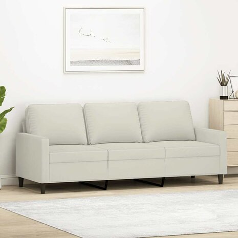 Driezitsbank 180 cm fluweel cr&egrave;mekleurig 1
