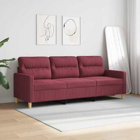 Driezitsbank 180 cm stof wijnrood 3