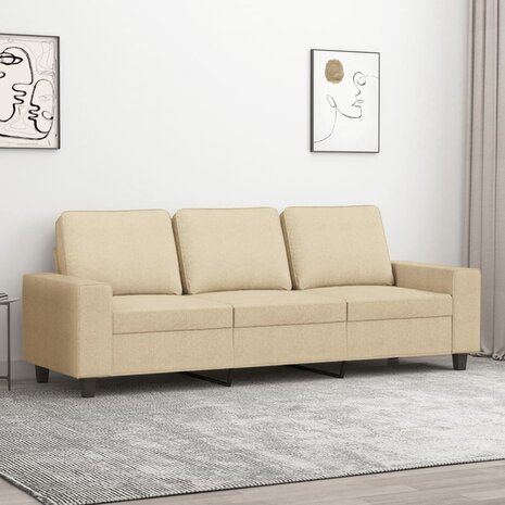 Driezitsbank 180 cm stof cr&egrave;mekleurig 1
