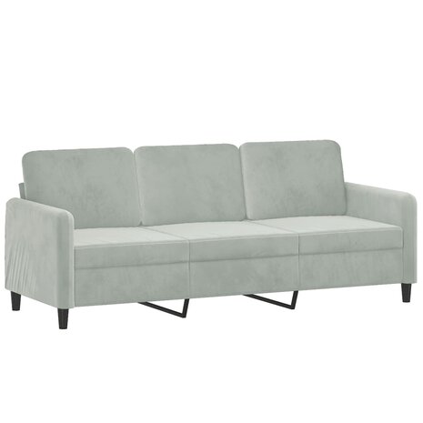 Driezitsbank 180 cm fluweel lichtgrijs 2