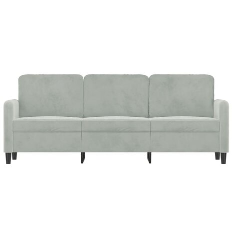 Driezitsbank 180 cm fluweel lichtgrijs 3