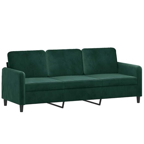 Driezitsbank 180 cm fluweel donkergroen 2