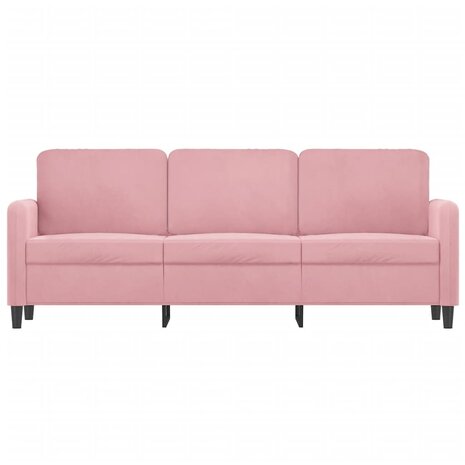 Driezitsbank 180 cm fluweel roze 3
