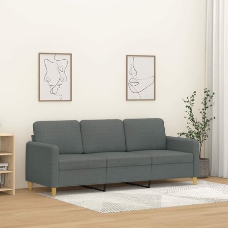 Driezitsbank 180 cm stof donkergrijs 1