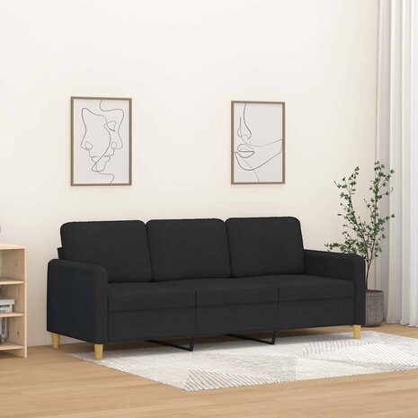 Driezitsbank 180 cm stof zwart 1
