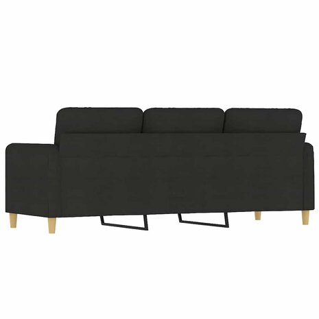 Driezitsbank 180 cm stof zwart 5