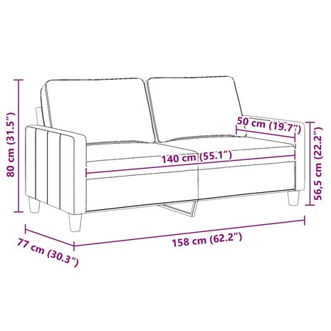 Tweezitsbank 140 cm stof lichtgeel 9