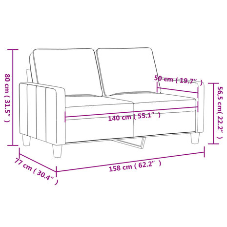Tweezitsbank 140 cm fluweel donkergrijs 8