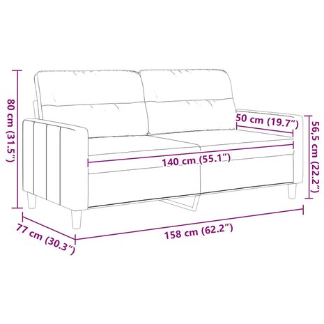 Tweezitsbank 140 cm stof taupe 9
