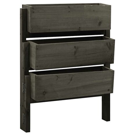 Plantenbak inklapbaar 60x14x75 cm massief vurenhout grijs 1