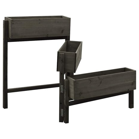 Plantenbak inklapbaar 60x14x75 cm massief vurenhout grijs 2