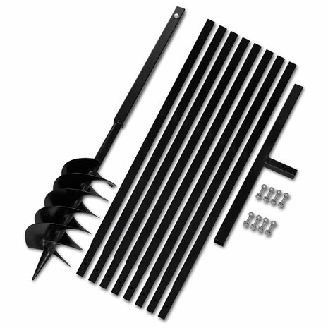 Grondboor met handvat 150 mm en verlengstukken 9 m (staal) 2